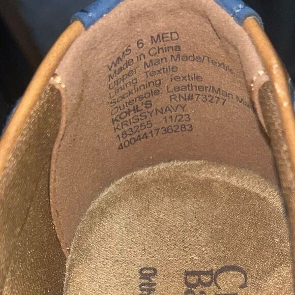 Croft & Barrow Women’s Boat Shoes Size 6 Navy Tan Ortholite Eco Slip-On Loafers - Picture 3 of 4